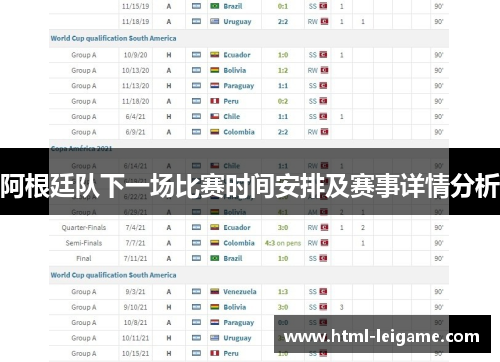 阿根廷队下一场比赛时间安排及赛事详情分析